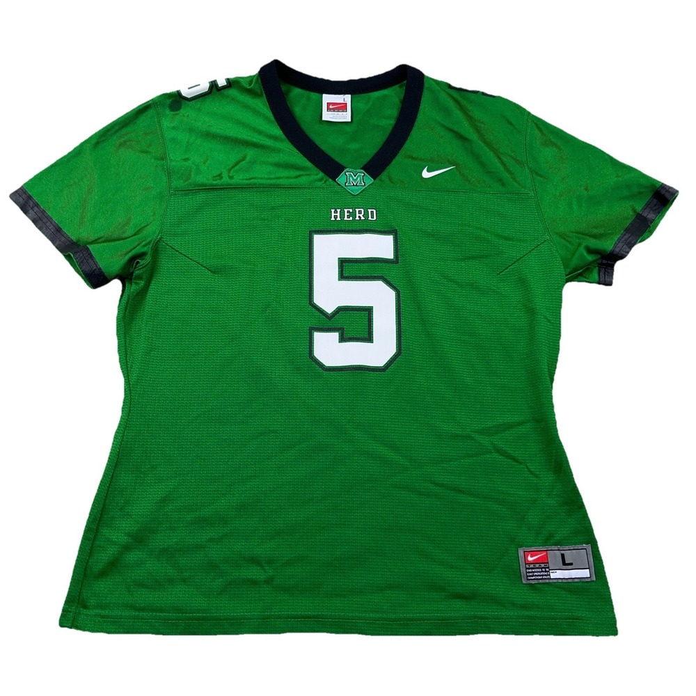 Marshall Thundering Herd Football Jersey Women Large Green Nike Vintage Y2K 5